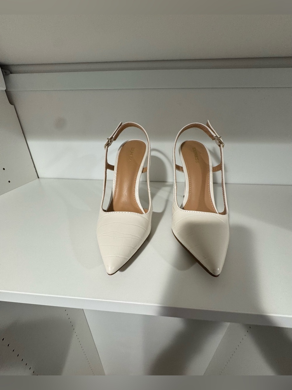 Express Cream Pointed Slingback Heels